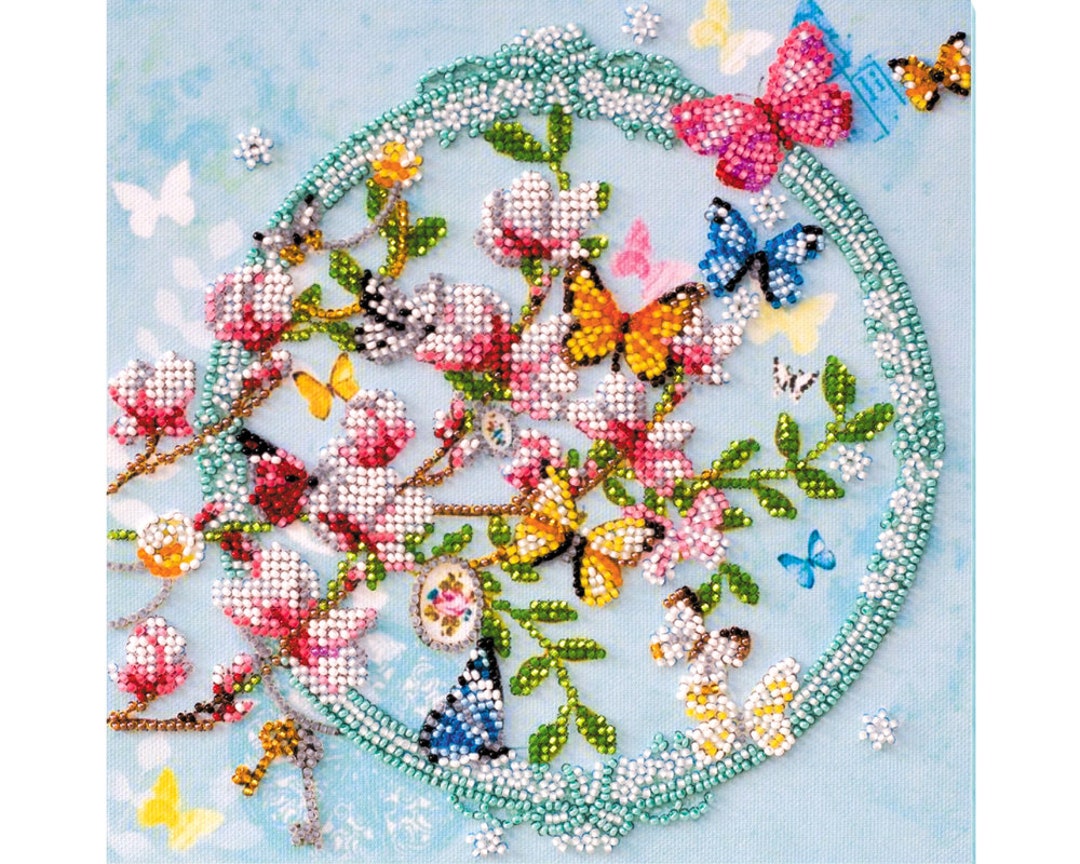 Bead embroidery kit Cup of happiness needlework kit Art canvas beadwork  pattern