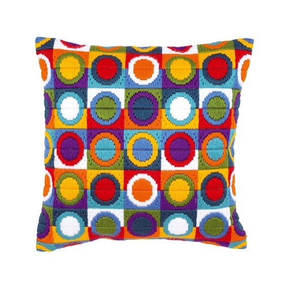 DIY Long Stitch Cushion Kit varicolored Circles Etsy