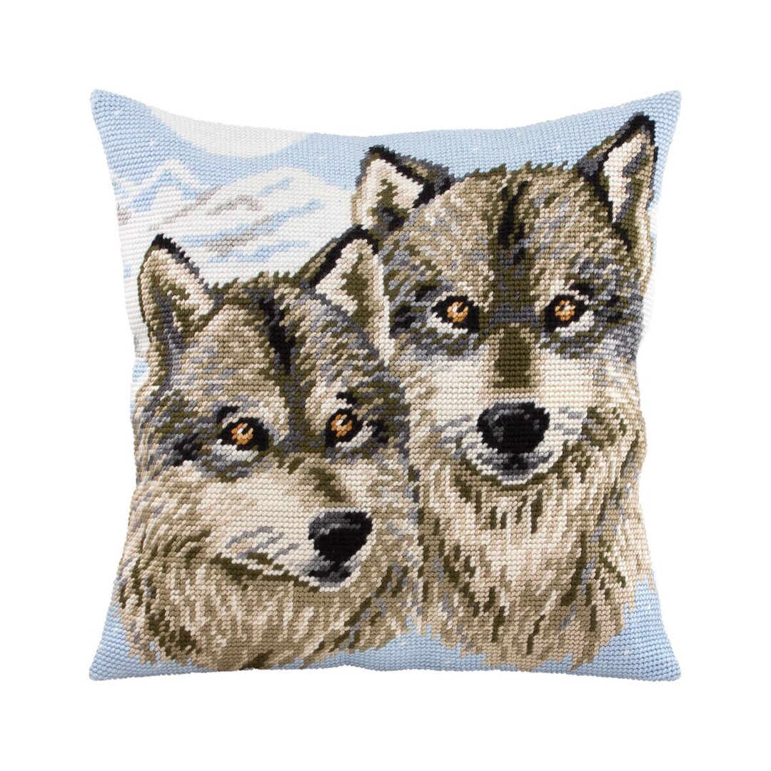 DIY Needlepoint Pillow Kit wolves Tapestry Etsy