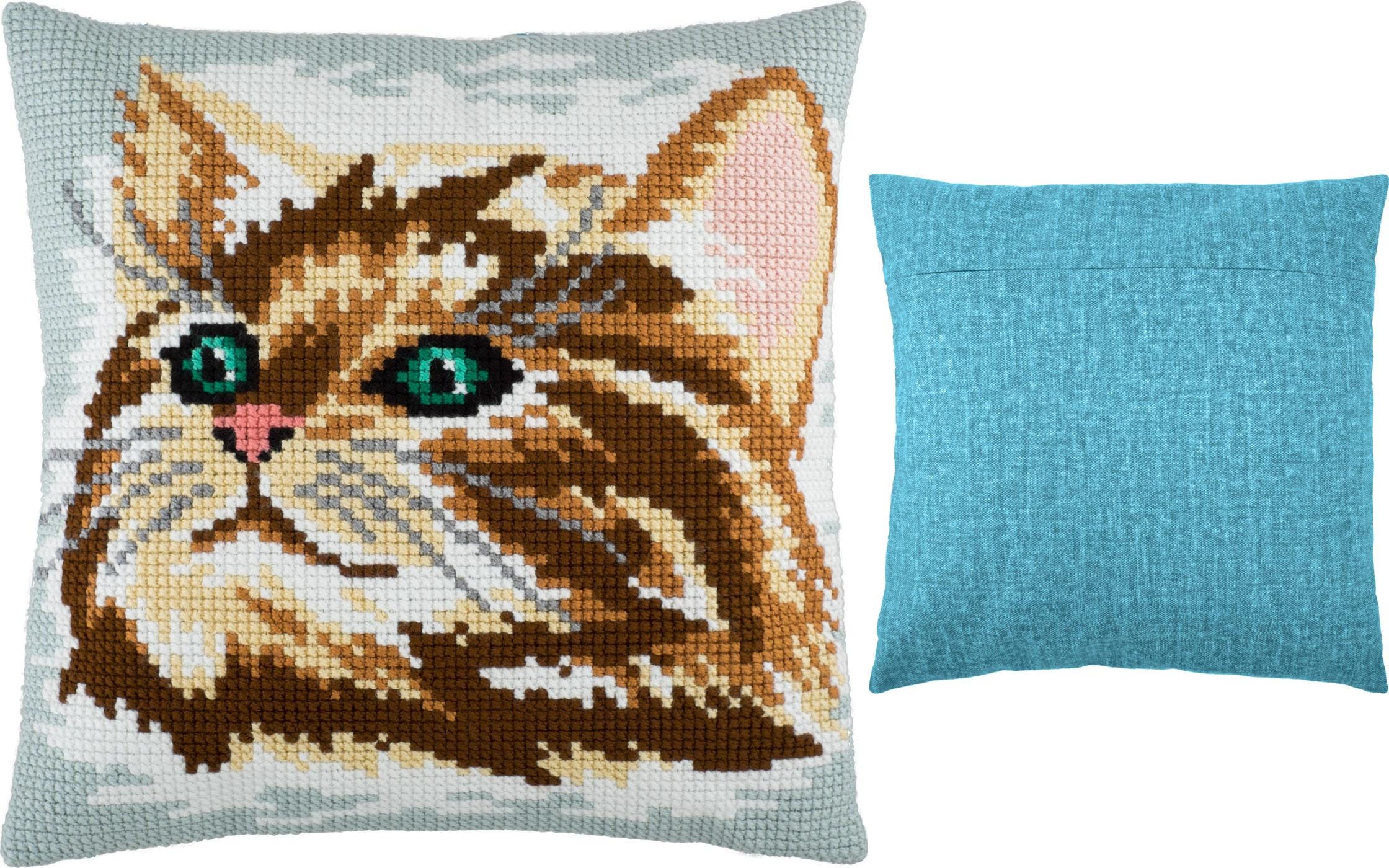 Brvsk Marguerite de Kit da ricamo con tela da tappezzeria stampata (40 × 40 cm), kit di cuscini da ricamo per decorazioni creative per la casa, kit di