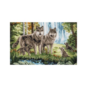 DIY Counted Cross Stitch Kit &quot;Wolf family&quot;, Embroidery kit, DIY Craft Kit, Home decor