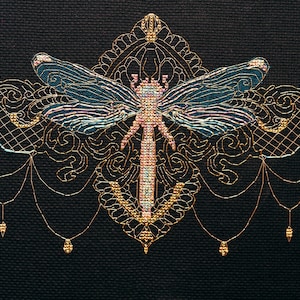 DIY Counted Cross Stitch Kit "Golden dragonfly", Embroidery kit, Home decor, Abris Art A01