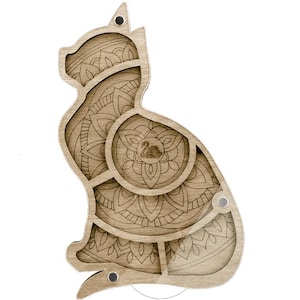 Vassoio porta perline in legno con coperchio "Gatto" / Contenitore per perline / Scatola per perline / Strumenti per perline