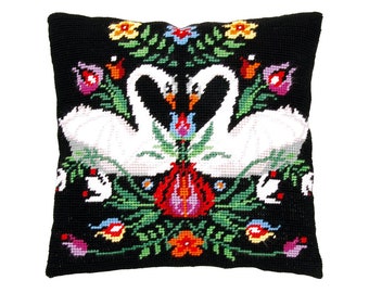 DIY Tapestry Cushion Kit "Zara", Needlepoint Pillow Kit, Embroidery kit, size 16"x16"