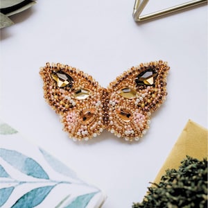 DIY Jewelry making kit &quot;Gleam of citrine&quot;, Seed beaded brooch, Bead Embroidery Kit A05