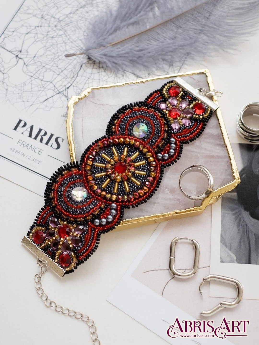 DIY Beaded Bracelet Kit "arabesque - 2" / Bead Embroidery / Jewelry Making Kit / Handmade ...