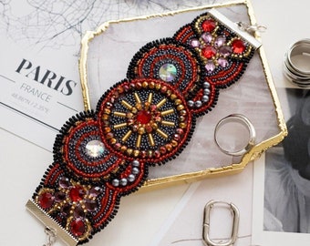 DIY Beaded bracelet kit "Arabesque - 2" / Bead embroidery / Jewelry making kit / Handmade Bracelet kit / Gift for women / Abris Art A01