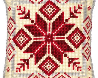 Brvsk Kit Broderie Étoile Nordique 40x40cm - Coussin Tapisserie Pour Débutants Et Adultes