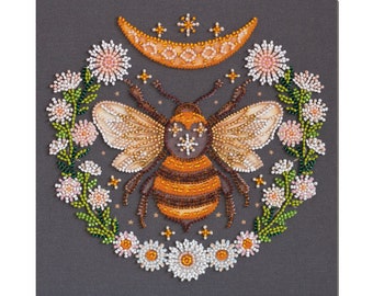 DIY Bead Embroidery Kit on art canvas "Honey dream", Craft kit, Beading pattern, Home decor, A07 Abris Art
