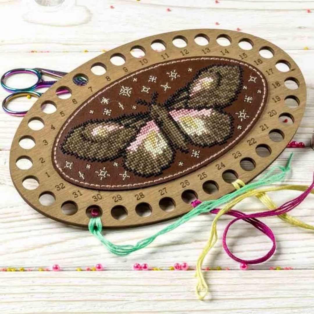DIY Embroidery Organizer Kit butterfly, Cross Stitch Kit, Floss Holder, Plywood Sewing Organizer