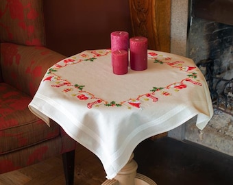 DIY bedrukt tafelkleedpakket 'Kerstmis', bedrukt borduurpakket, borduurpakket tafeldecoratie