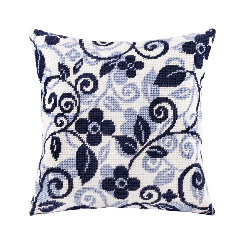 DIY Needlepoint Pillow kit Floral Twirls Tapestry Etsy