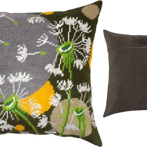 DIY Needlepoint Pillow Kit Dandelions in a Breeze, Tapestry cushion kit, Half Cross Stitch Kit, Embroidery kit, size 16x16 40x40 cm, image 6