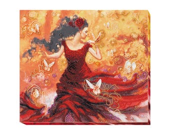 DIY Bead Embroidery Kit, Beadwork Craft Kit for Adults, Art Canvas Wall Decor, Needlework Gift – "Dancing light"