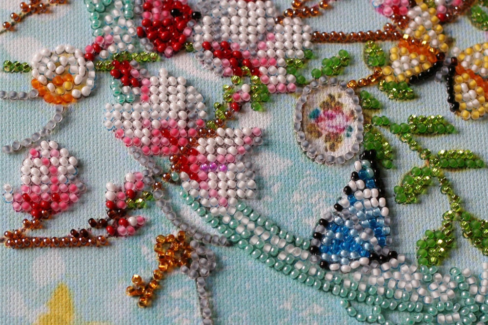Sacred Crane Bead Embroidery Kit, Bead Work Embroidery Kit Printed
