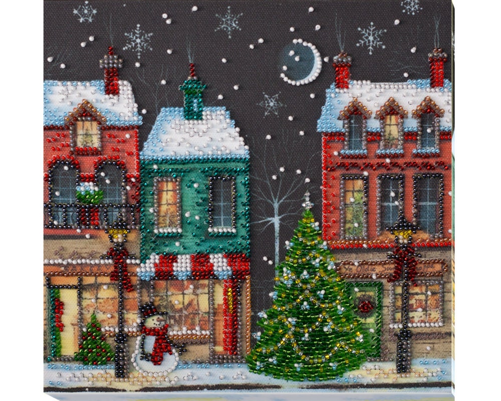 Gingerbread House Snow Globe Beaded Counted Cross Stitch Kit