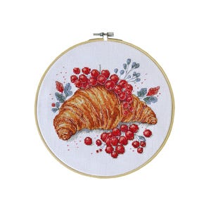 DIY Counted Cross Stitch Kit &quot;Redcurrant Croissant&quot;, Embroidery kit, Home decor, Abris Art A34