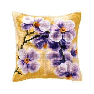 DIY Cross Stitch Cushion Kit &quot;Orchid&quot; | Needlepoint Pillow Kit | Embroidery kit | Home decor