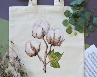 Cross Stitch Tote Bag for Embroidery "Lightness of Being" | DIY Embroidery kit Shopper Bag | Canvas Bag for Hand Embroidery