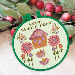 DIY Counted Cross Stitch Kit &quot;Home Sweet Home&quot; with hoop, Embroidery kit, Home decor, Abris Art A03