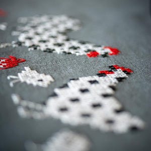 DIY Printed Tablecloth kit &quot;Rooster and chicken&quot;, Printed Cross Stitch Kit, Embroidery table decor kit