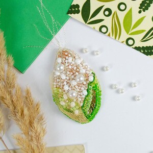 DIY Jewelry making kit &quot;Corn&quot;, Seed beaded brooch, Bead Embroidery Kit A08