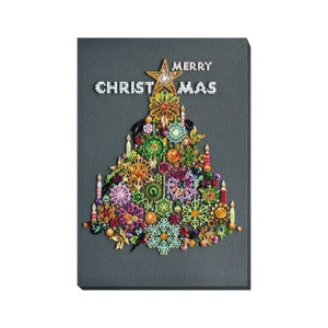 DIY Bead Embroidery Kit on Art Canvas &quot;Christmas Tree. Golden lights&quot; | Unique Beadwork Kit for Home Décor | B18 Abris Art, Needlework Craft