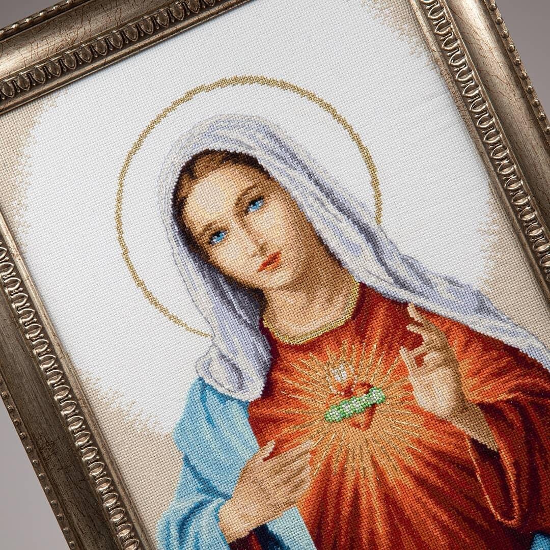Kit Broderie Point De Croix Vierge Marie MIRONS - 40x50 Cm, Motif Imprimé, Idéal Débutant