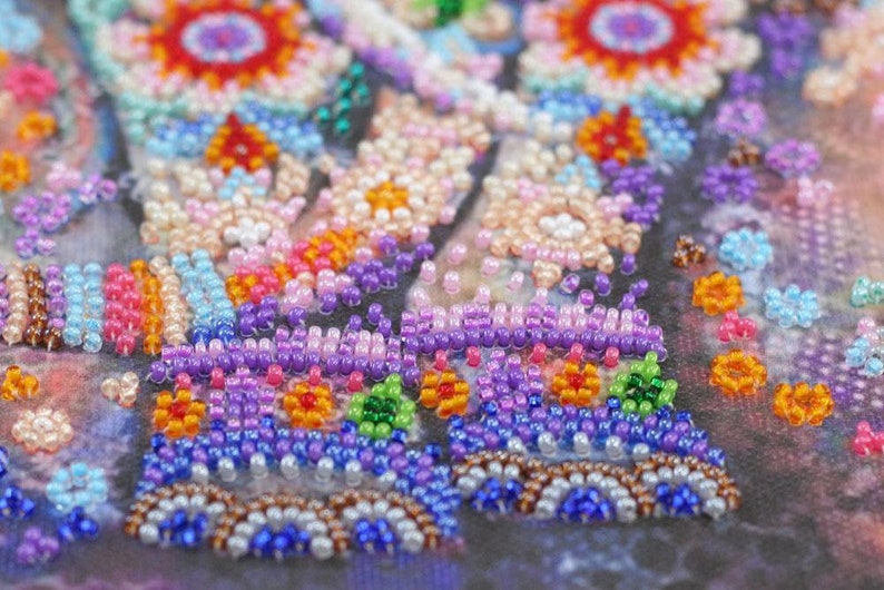 DIY Bead embroidery kit on art canvas Miracle of India Beadwork kit, Abris Art B02, diy needlework craft kit image 5