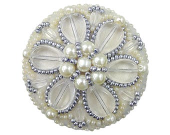 Beadwork kit for creating brooch "Pearl petals", DIY Jewelry making kit, Brooch Pin kit, Seed beaded brooch, Bead Embroidery Kit