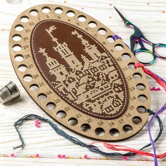 DIY Embroidery Organizer Kit castle, Cross Stitch Kit, Floss