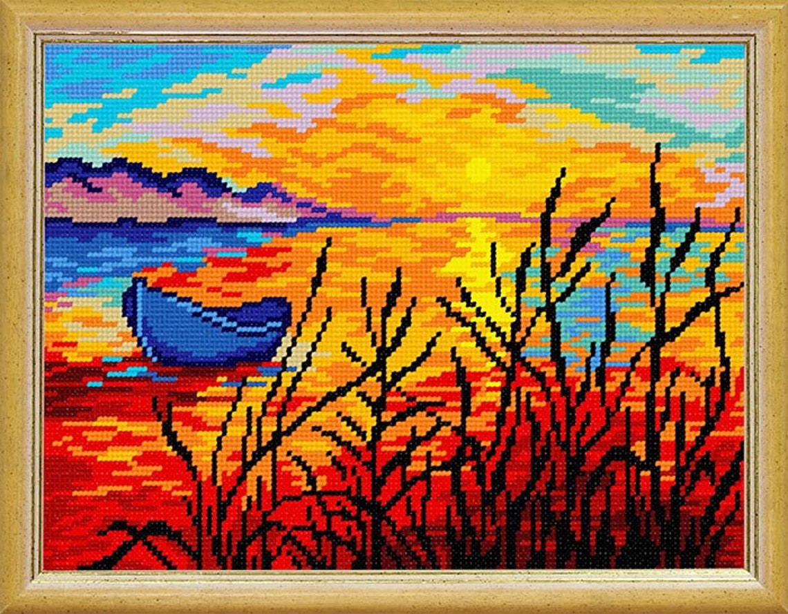 DIY Needlepoint Kit Cross Stitch Kit Sunset Etsy
