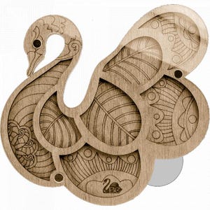 Vassoio portaoggetti per perline in legno con coperchio "Swan" / Contenitore per perline / Scatola per perline / Strumenti per perline