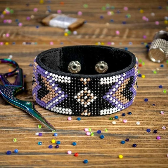 DIY Bead Embroidery Kit Bracelet on Leather Kit Beaded Bracelet Kit Jewelry Making Kit Gift for Women Etsy Canada