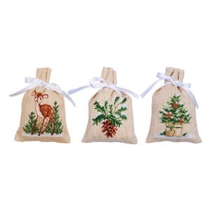 DIY Counted Cross Stitch Kit &quot;Bag kit Winter set of 3&quot;  Embroidery kit, Home decor, Gift for her