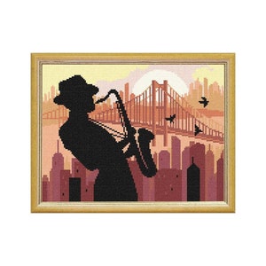&quot;DIY Kreuzstichpackung &quot;&quot;San Francisco&quot;&quot; auf bedrucktem Gobelin, 24uch 32 cm, Nadelspitzen Packung, Stickpackung, Stitchery kit.&quot;