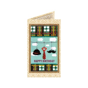 Kit cartolina fai da te con ricamo di perline "Buon compleanno", kit regalo per ricamo di perline, Abris Art A06, kit artigianale per ricamo fai da te
