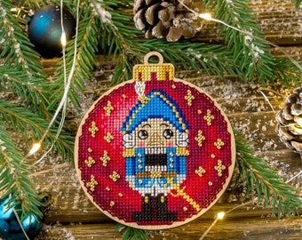 DIY Christmas tree toy kit "Nutcracker", Embroidery kit, Christmas tree decor, Christmas gift