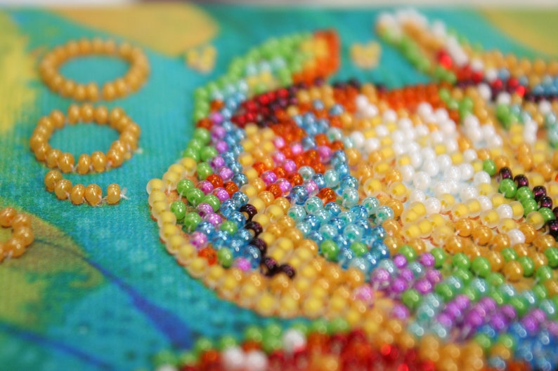 Bead DIY Embroidery Kit Multicolored iris Size 15x15 cm