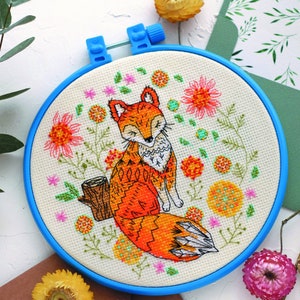 DIY Counted Cross Stitch Kit &quot;Foxy&quot; with hoop, Embroidery kit, Home decor, Abris Art A06