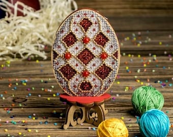 DIY Easter Egg Stand Kit, Cross Stitch on Wood Kit, Easter gift, Embroidery kit, Easter home decor