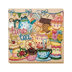 DIY Perlenstickerei Kit ""Crazy tea party"" | Perlenmuster Set für Erwachsene A08 | Handmade Home Decor auf Kunst Leinwand | Bastelset | Handgefertigt