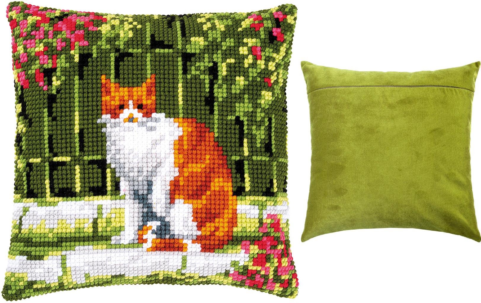DIY Needlepoint Pillow Kit Cross stitch cushion kit Cat Etsy