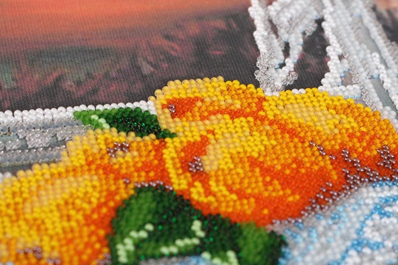 DIY Bead Embroidery Kit, Beadwork Craft Kit for Adults, Art Canvas Wall ...