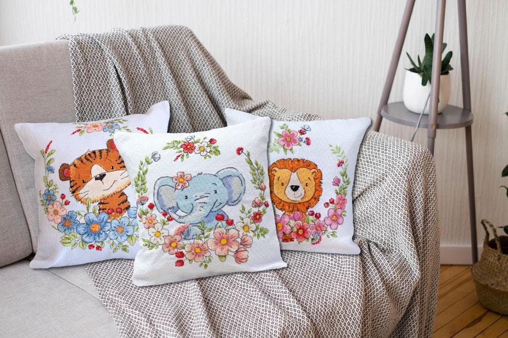 Kit Punto Croce ABEUTY Elefante Indiano Acquerello – Tela 14ct 43x30cm, Con O Senza Stampa, Per Adulti E Principianti