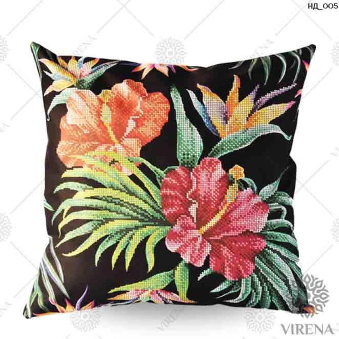 DIY Cushion Cover, Bead Embroidery Pillowcase Kit tropical Flowers