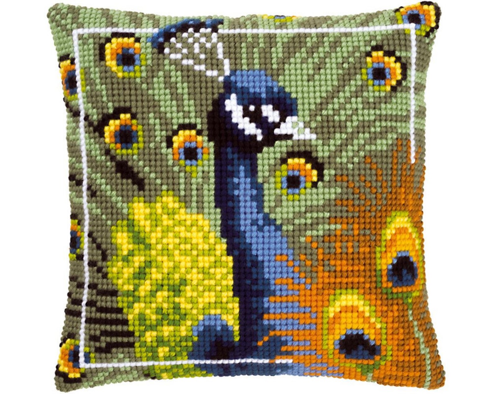 DIY Needlepoint Pillow Kit PEACOCK Cross Stitch Etsy
