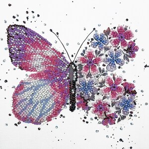 DIY Bead Embroidery Kit on art canvas &quot;Pink wings&quot;, Beading pattern, Home decor, A26 Abris Art