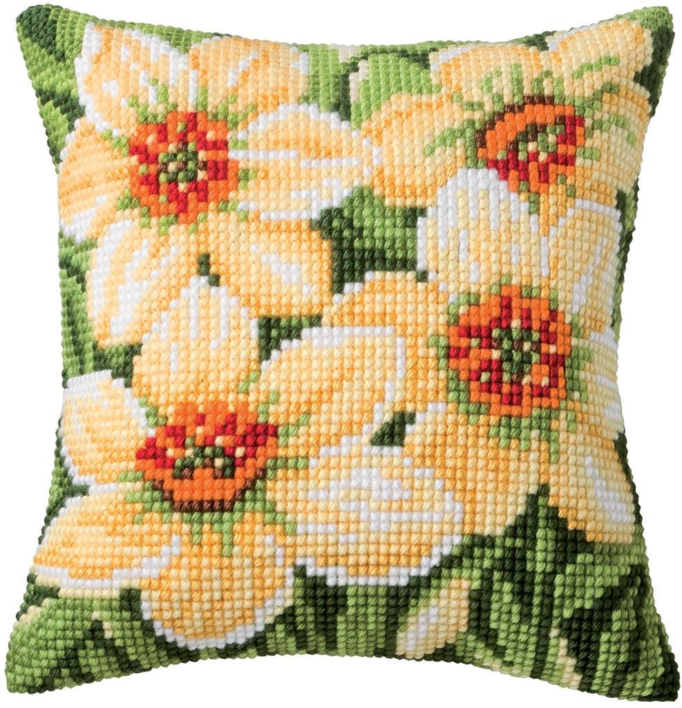 DIY Needlepoint Pillow Kit Vervaco Daffodils Etsy