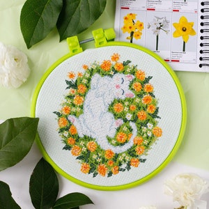 DIY Counted Cross Stitch Kit "Sunny tenderly" with hoop, Embroidery kit, Home decor, Abris Art A06